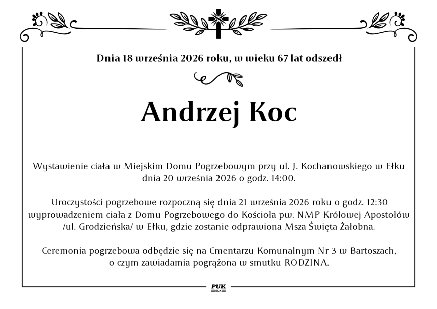 Andrzej Koc - nekrolog